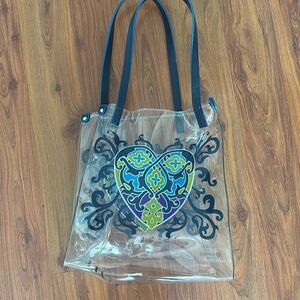 Brighton clear heart plastic tote bag navy